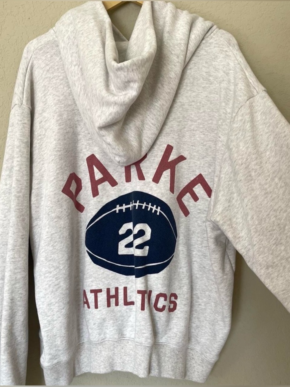 Parke Athletics Hoodie with Navy Football Graphic